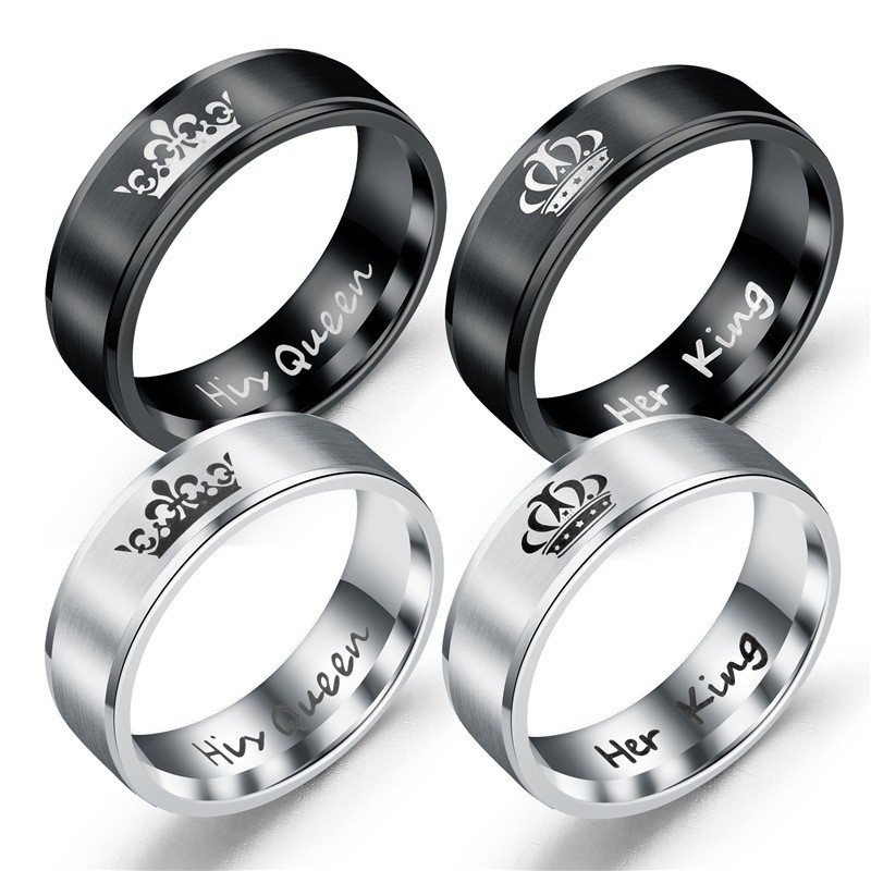 King and Queen Rings for Couples - 2pcs 