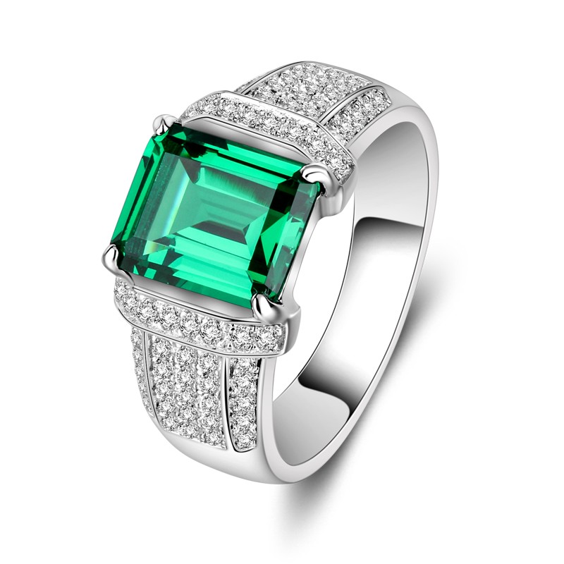 Personalized Square Emerald Mens Ring | Promise Ring For Him | Men's ...