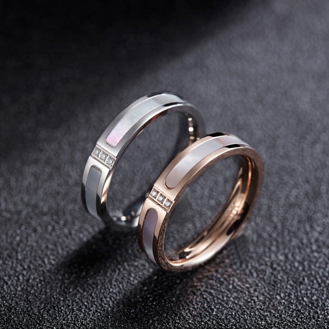 Korean Simple 18K Rose Gold Plated Titanium Steel Couple Rings - Couple ...